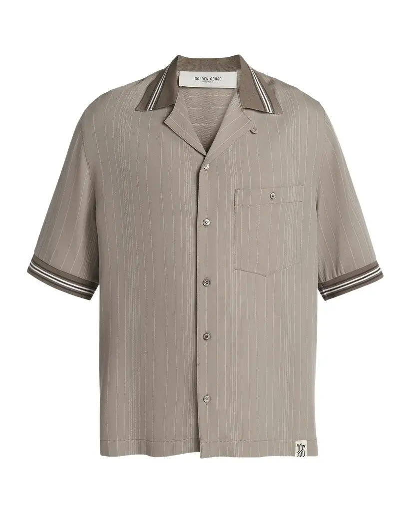 Golden Goose Men's Hairline Stripe Short-Sleeve Shirt