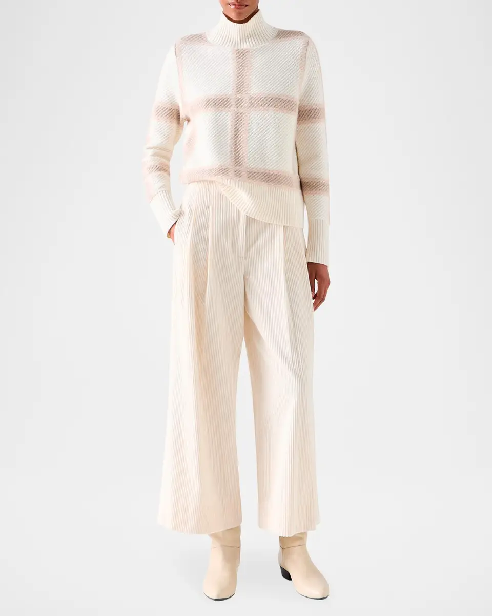 Akris punto Intarsia Plaid Wool-Cashmere Sweater | Thumbnail 2 Akris punto Intarsia Plaid Wool-Cashmere Sweater | Thumbnail 2