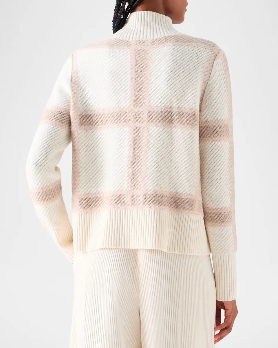Akris punto Intarsia Plaid Wool-Cashmere Sweater | Thumbnail 3 Akris punto Intarsia Plaid Wool-Cashmere Sweater | Thumbnail 3