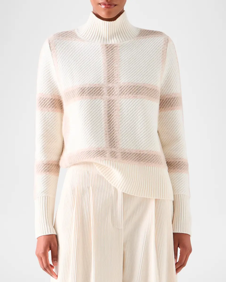 Akris punto Intarsia Plaid Wool-Cashmere Sweater | Thumbnail 4 Akris punto Intarsia Plaid Wool-Cashmere Sweater | Thumbnail 4