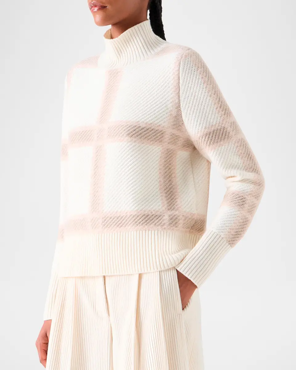 Akris punto Intarsia Plaid Wool-Cashmere Sweater | Thumbnail 6 Akris punto Intarsia Plaid Wool-Cashmere Sweater | Thumbnail 6