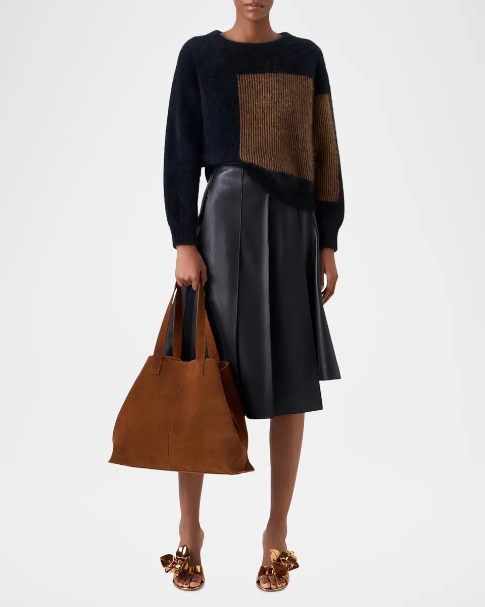 Akris Cloud Cashmere Oro Lienzo Jacquard Crewneck Sweater | Thumbnail 2 Akris Cloud Cashmere Oro Lienzo Jacquard Crewneck Sweater | Thumbnail 2