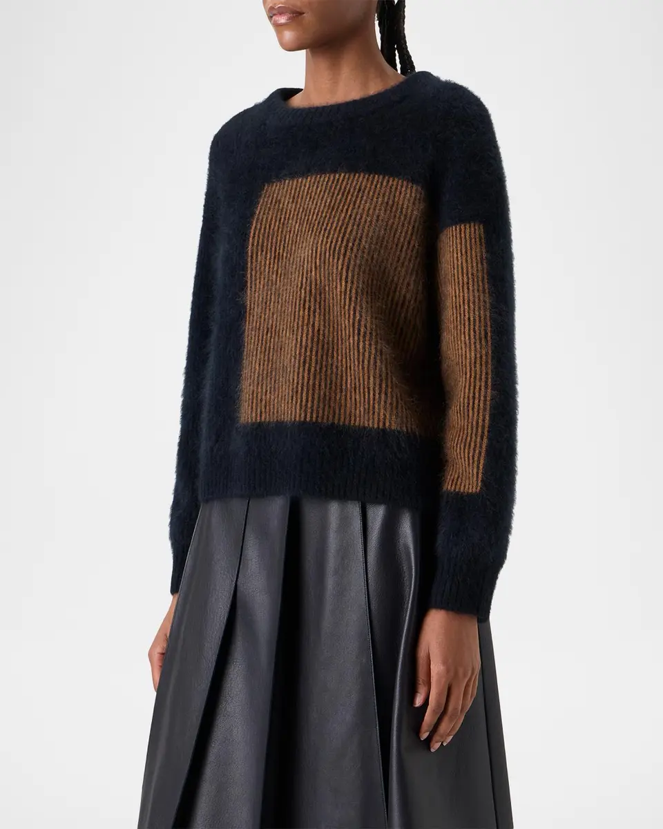 Akris Cloud Cashmere Oro Lienzo Jacquard Crewneck Sweater | Thumbnail 4 Akris Cloud Cashmere Oro Lienzo Jacquard Crewneck Sweater | Thumbnail 4