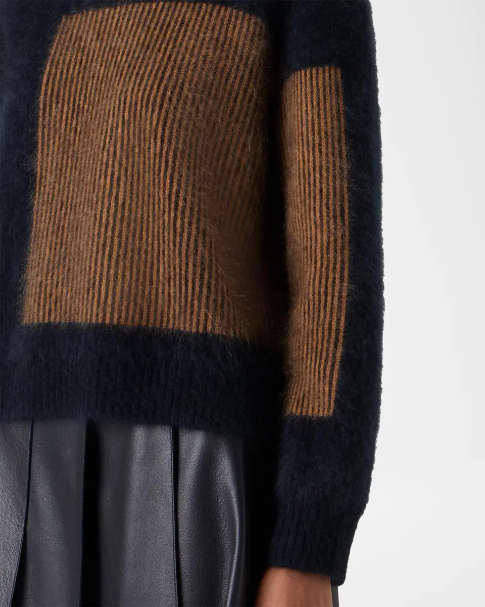 Akris Cloud Cashmere Oro Lienzo Jacquard Crewneck Sweater | Thumbnail 5 Akris Cloud Cashmere Oro Lienzo Jacquard Crewneck Sweater | Thumbnail 5