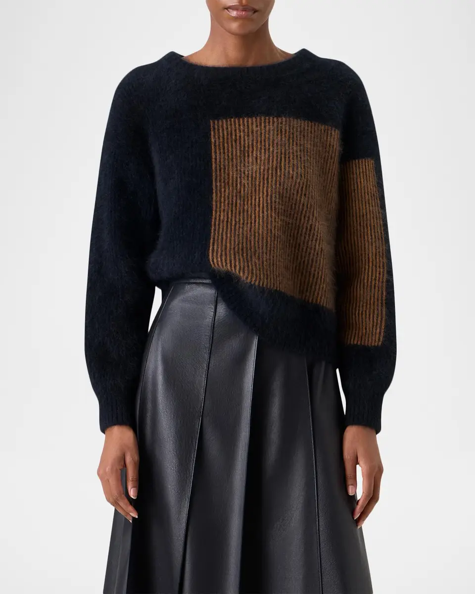 Akris Cloud Cashmere Oro Lienzo Jacquard Crewneck Sweater | Thumbnail 6 Akris Cloud Cashmere Oro Lienzo Jacquard Crewneck Sweater | Thumbnail 6