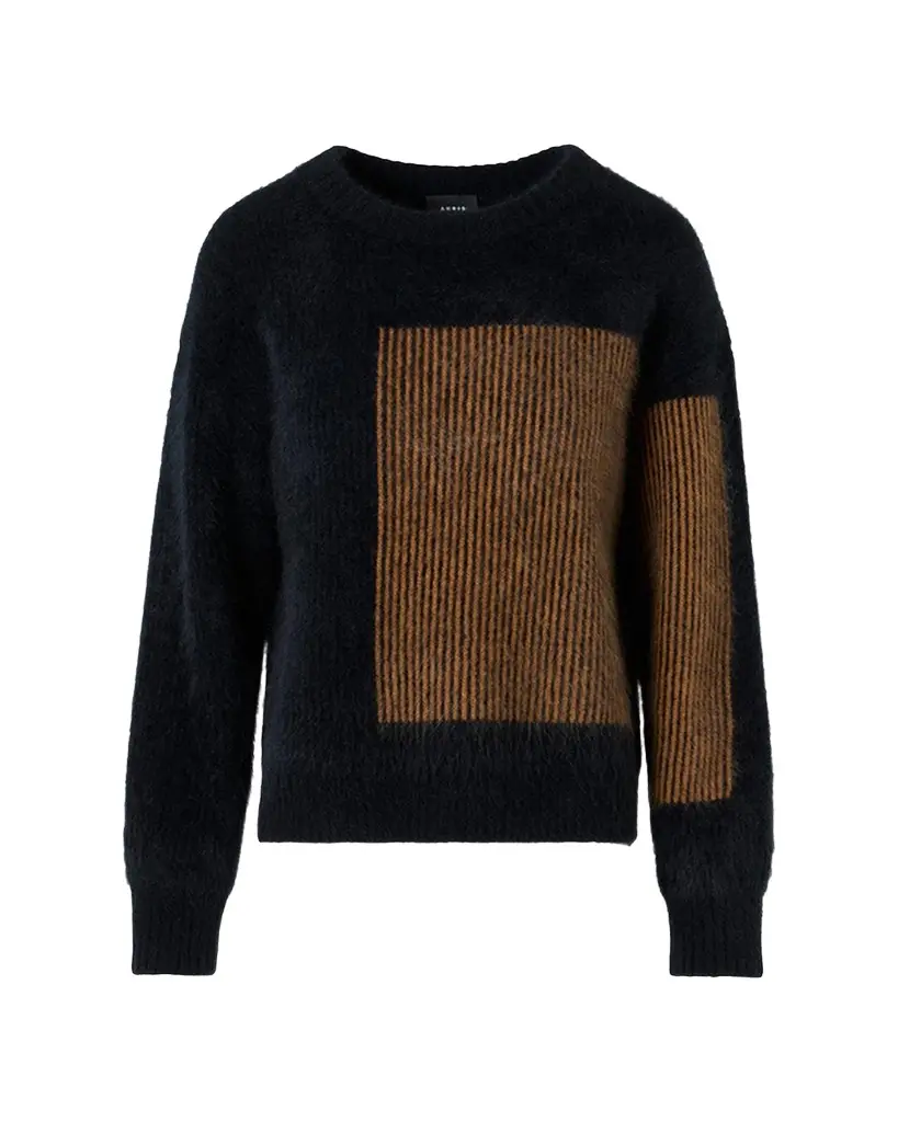 Akris Cloud Cashmere Oro Lienzo Jacquard Crewneck Sweater