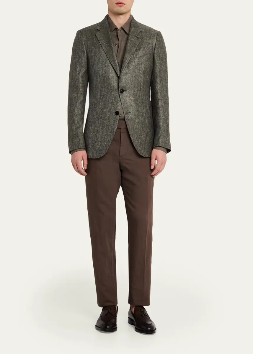 Zegna Men's Silk-Cotton Twill Single-Breasted Sport Coat | Thumbnail 2 Zegna Men's Silk-Cotton Twill Single-Breasted Sport Coat | Thumbnail 2