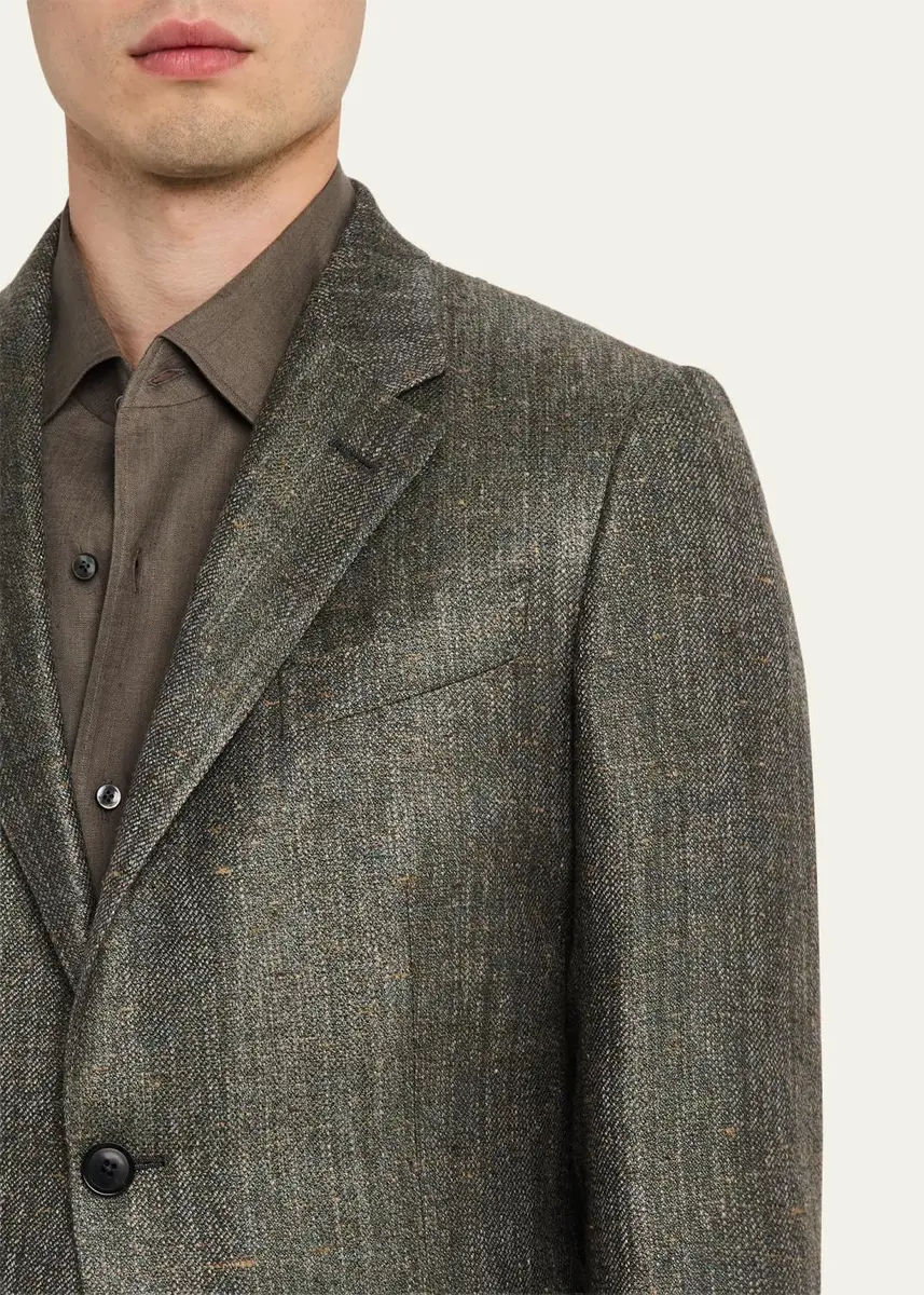 Zegna Men's Silk-Cotton Twill Single-Breasted Sport Coat | Thumbnail 5 Zegna Men's Silk-Cotton Twill Single-Breasted Sport Coat | Thumbnail 5