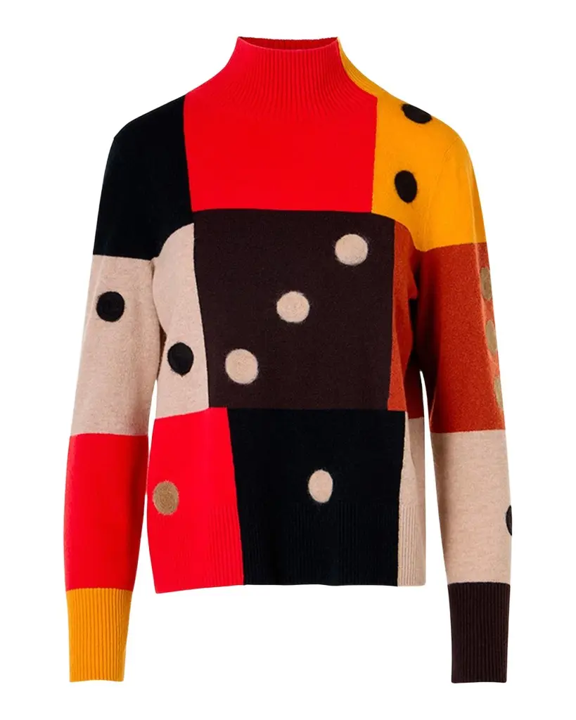 Akris punto Dice Intarsia Colorblock Wool-Cashmere Sweater | Image 1 Akris punto Dice Intarsia Colorblock Wool-Cashmere Sweater | Image 1
