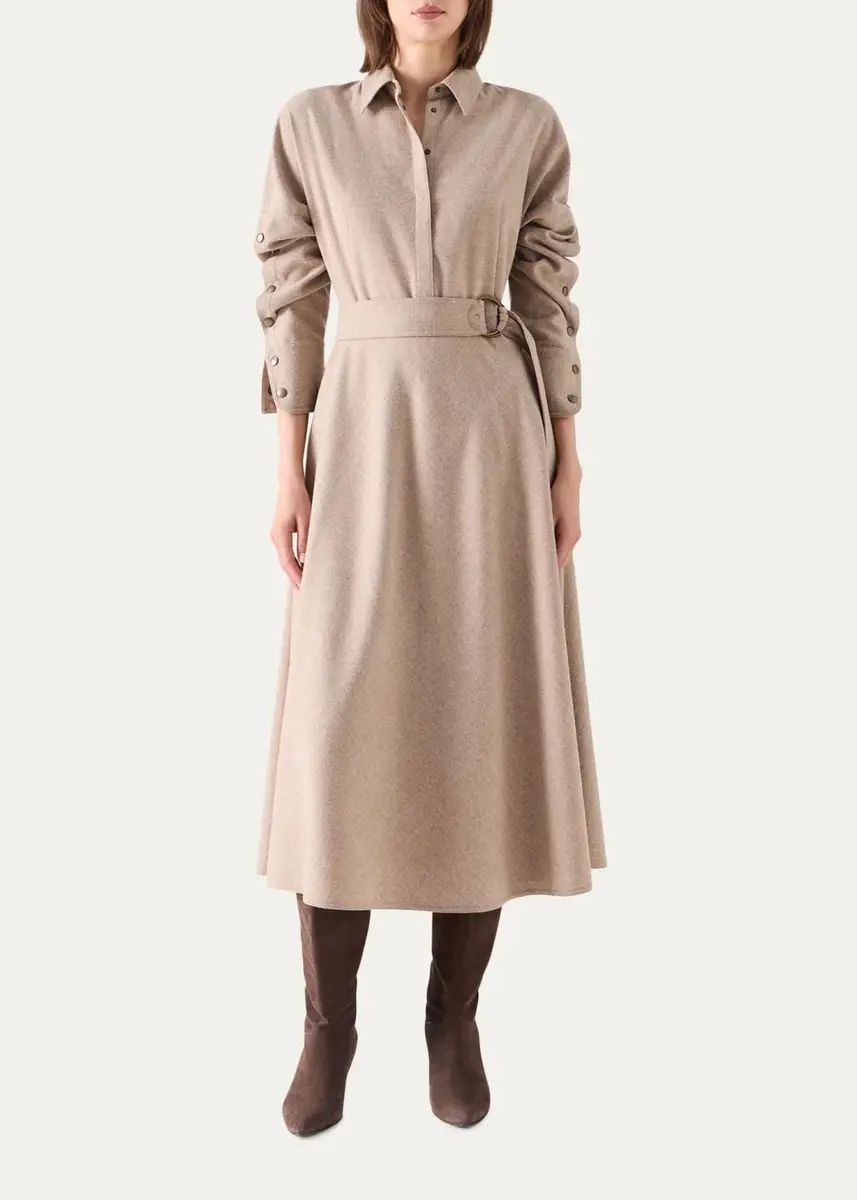 Akris punto Flannel Wool Trench Midi Dress | Thumbnail 2 Akris punto Flannel Wool Trench Midi Dress | Thumbnail 2