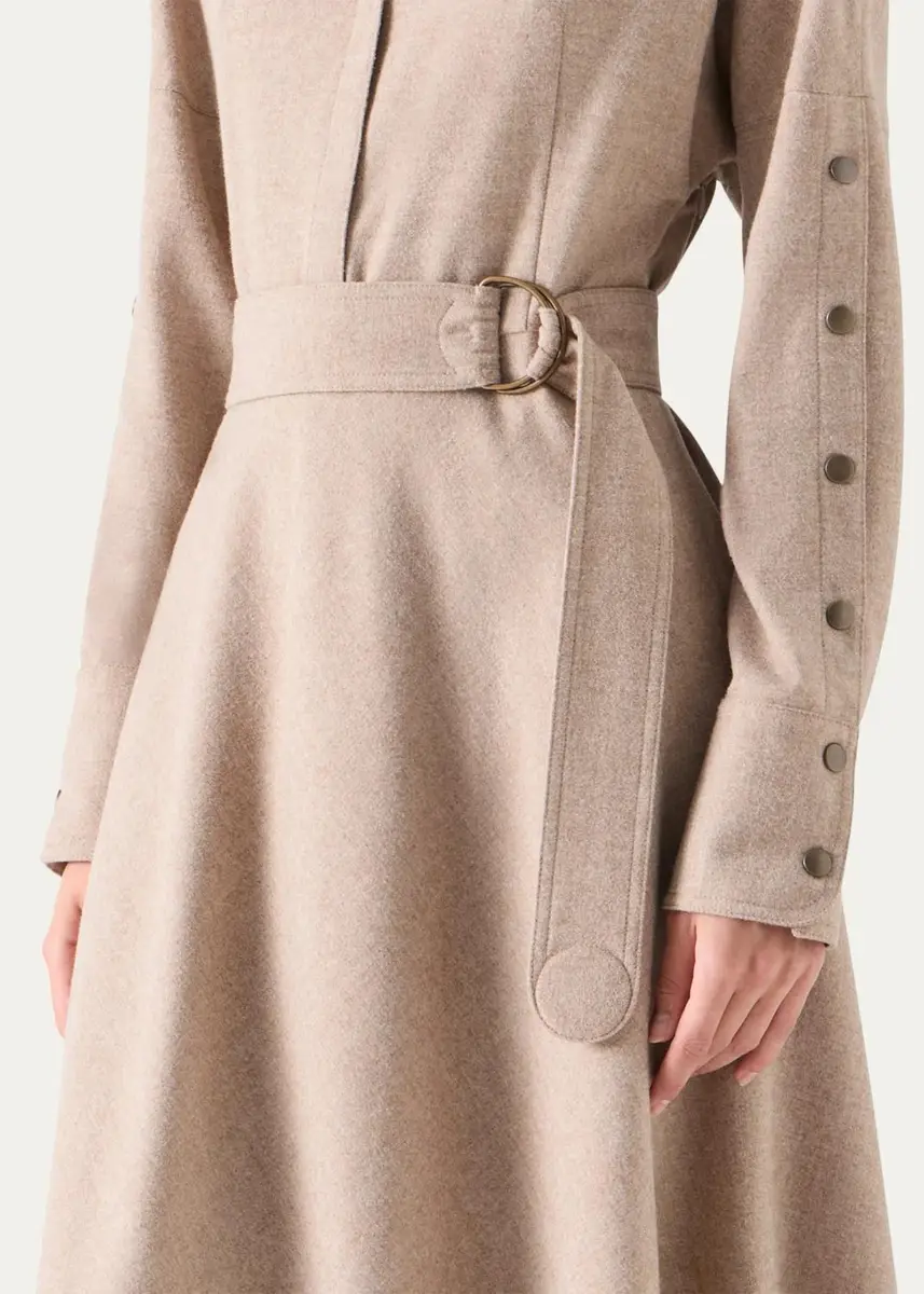 Akris punto Flannel Wool Trench Midi Dress | Thumbnail 5 Akris punto Flannel Wool Trench Midi Dress | Thumbnail 5