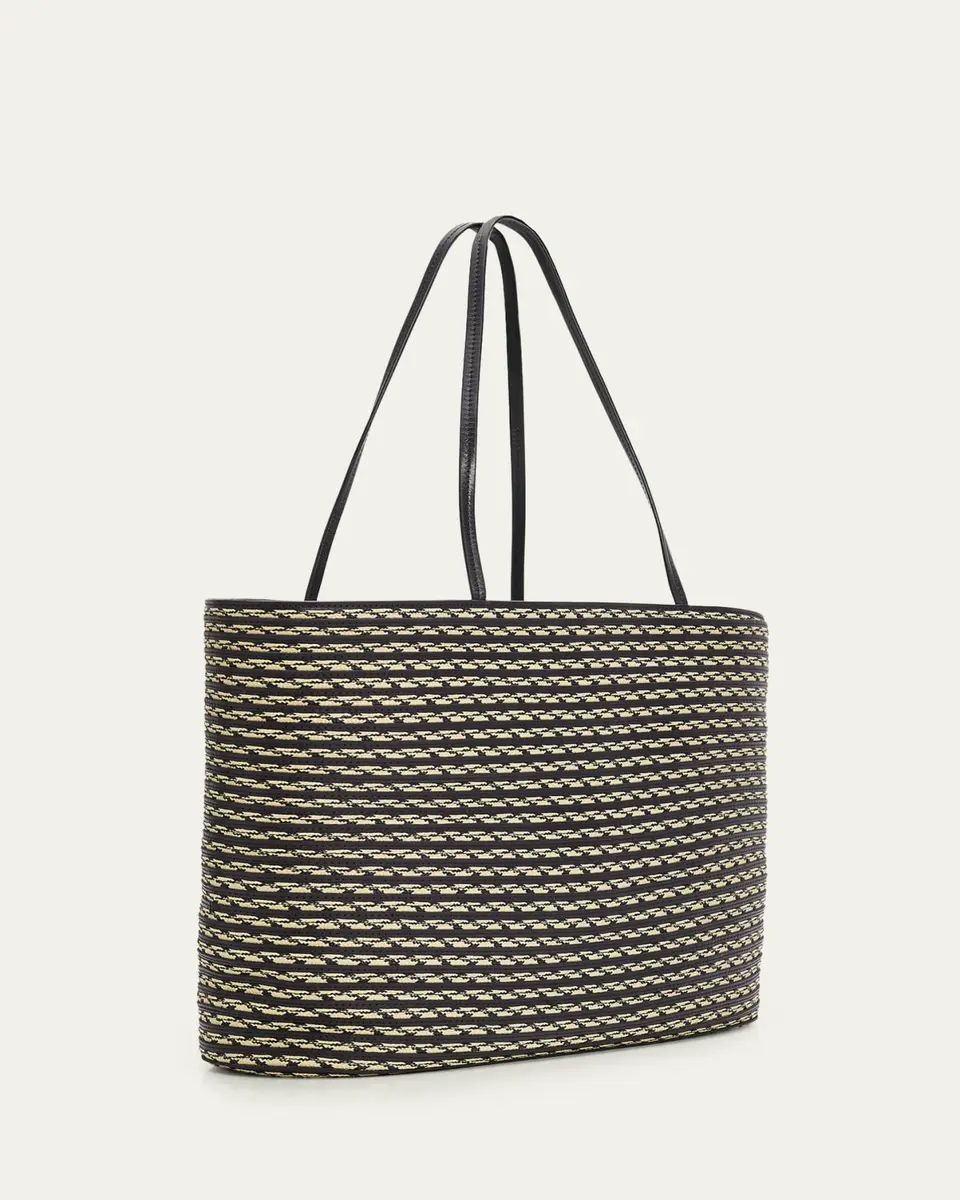 The Row Beau Striped Raffia & Leather Tote Bag | Thumbnail 3 The Row Beau Striped Raffia & Leather Tote Bag | Thumbnail 3