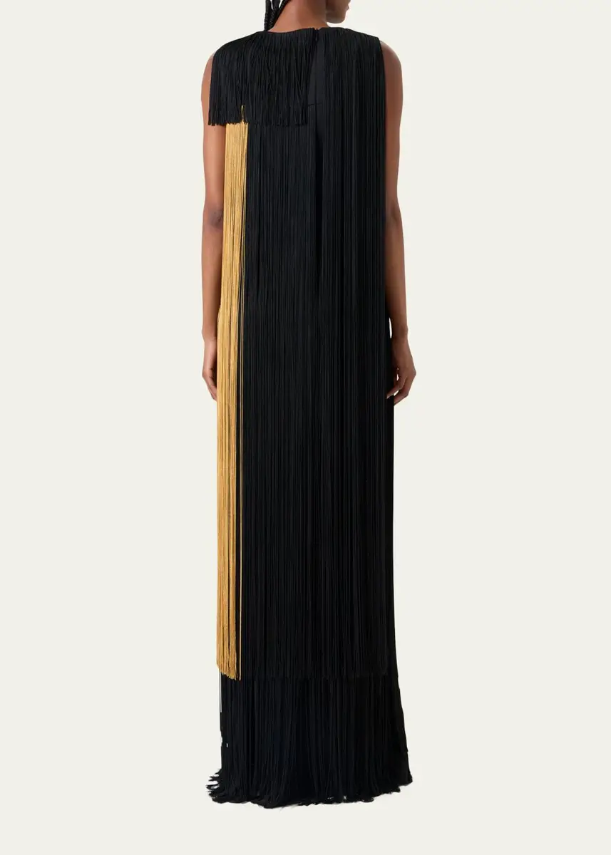 Akris Colorblock Oro Lienzo Fringe Column Gown | Thumbnail 3