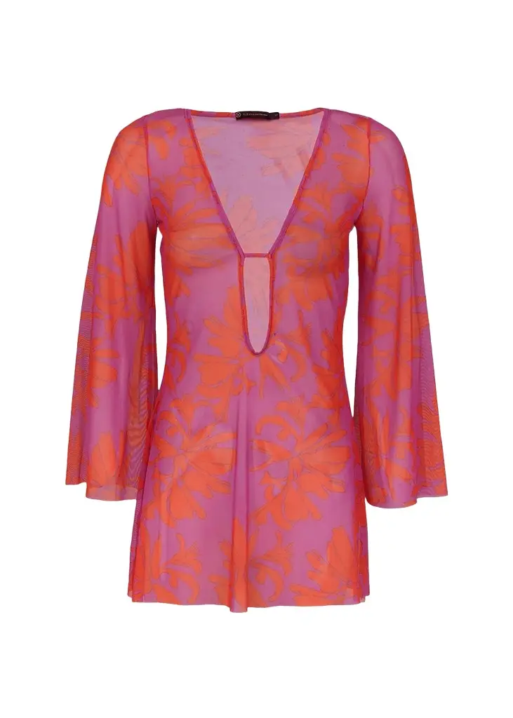 ViX Lidi Sheer Floral Cover-Up Mini Dress | Image 1 ViX Lidi Sheer Floral Cover-Up Mini Dress | Image 1