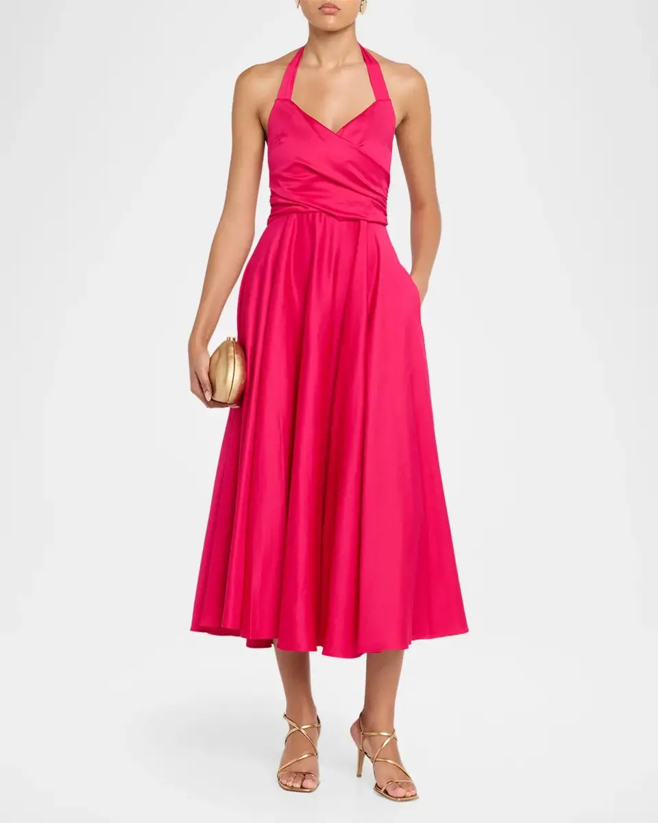 BLACK HALO Noelle Ruched Halter Midi Dress | Thumbnail 2 BLACK HALO Noelle Ruched Halter Midi Dress | Thumbnail 2