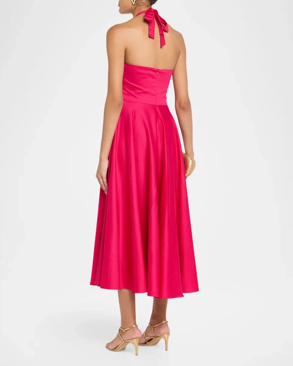 BLACK HALO Noelle Ruched Halter Midi Dress | Thumbnail 3 BLACK HALO Noelle Ruched Halter Midi Dress | Thumbnail 3