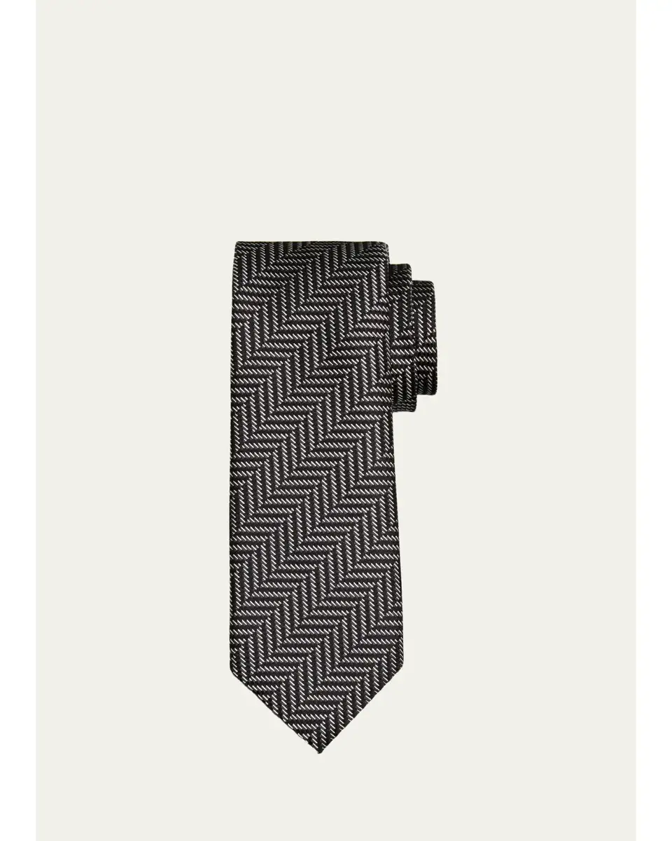 Tom Ford Men's Contrast Herringbone Silk Tie | Thumbnail 3 Tom Ford Men's Contrast Herringbone Silk Tie | Thumbnail 3