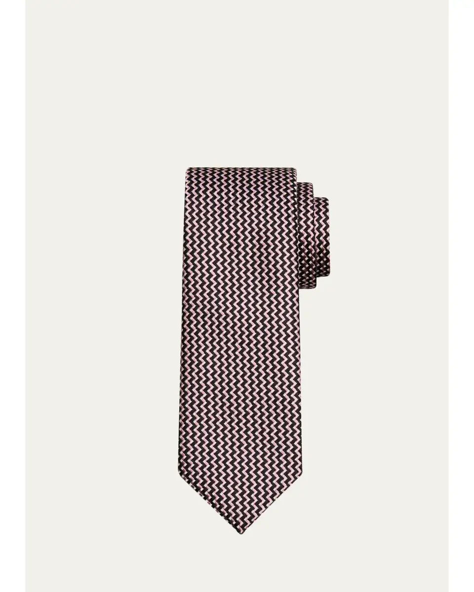 Tom Ford Men's Contrast Zigzag Silk Tie | Thumbnail 2 Tom Ford Men's Contrast Zigzag Silk Tie | Thumbnail 2