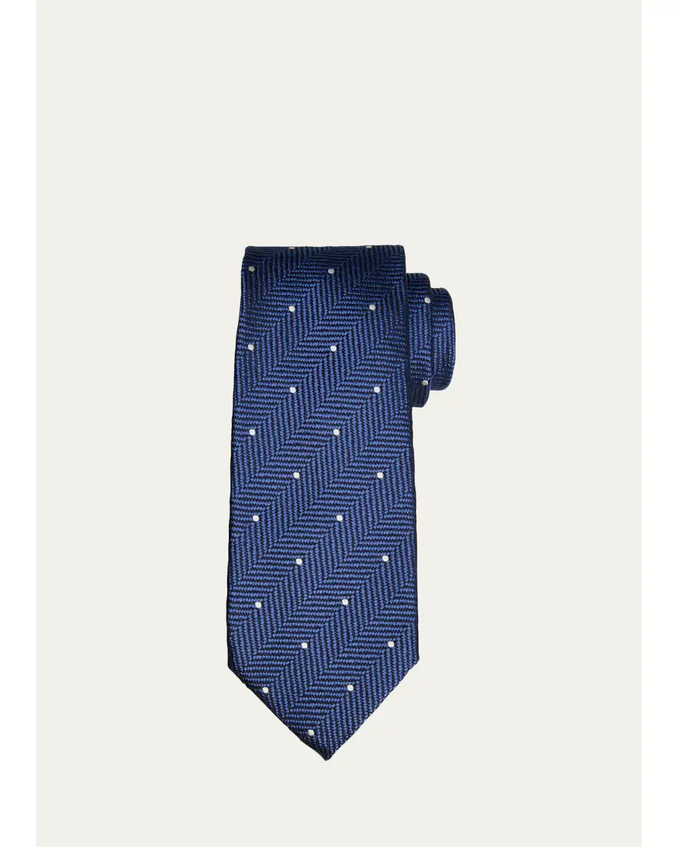 Tom Ford Men's Polka Dot Herringbone Silk Tie | Thumbnail 2 Tom Ford Men's Polka Dot Herringbone Silk Tie | Thumbnail 2