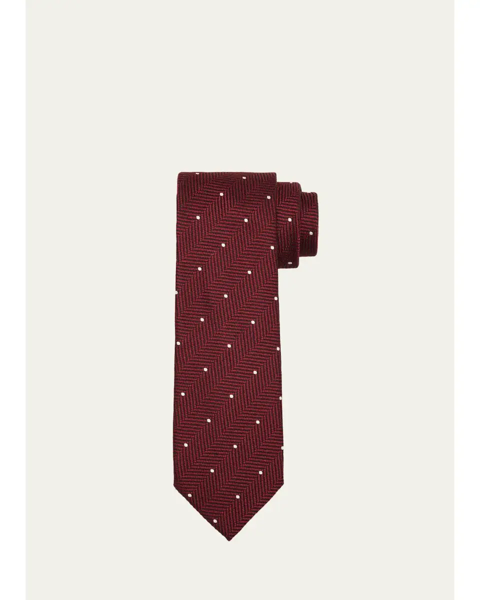 Tom Ford Men's Polka Dot Herringbone Silk Tie | Thumbnail 3 Tom Ford Men's Polka Dot Herringbone Silk Tie | Thumbnail 3