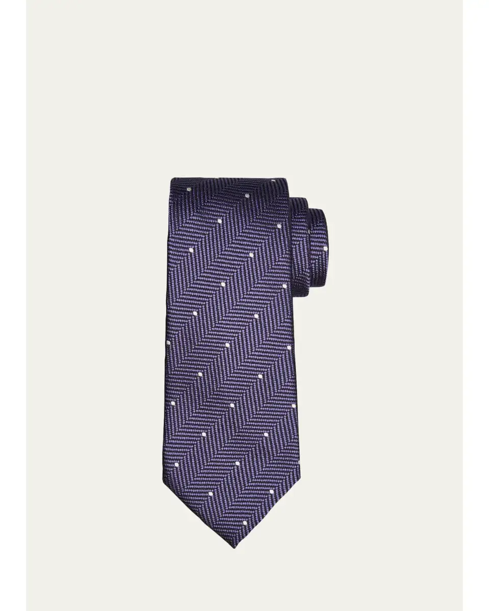 Tom Ford Men's Polka Dot Herringbone Silk Tie | Thumbnail 6 Tom Ford Men's Polka Dot Herringbone Silk Tie | Thumbnail 6