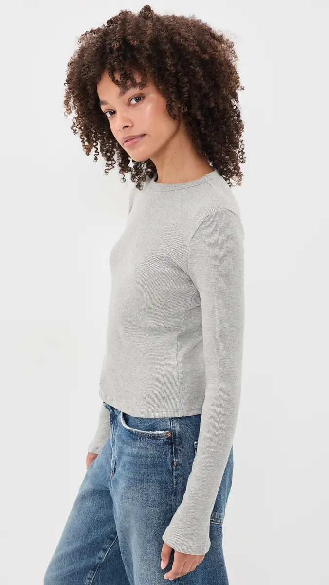 perfectwhitetee Marcela Long Sleeve Cotton Rib Tee | Thumbnail 4