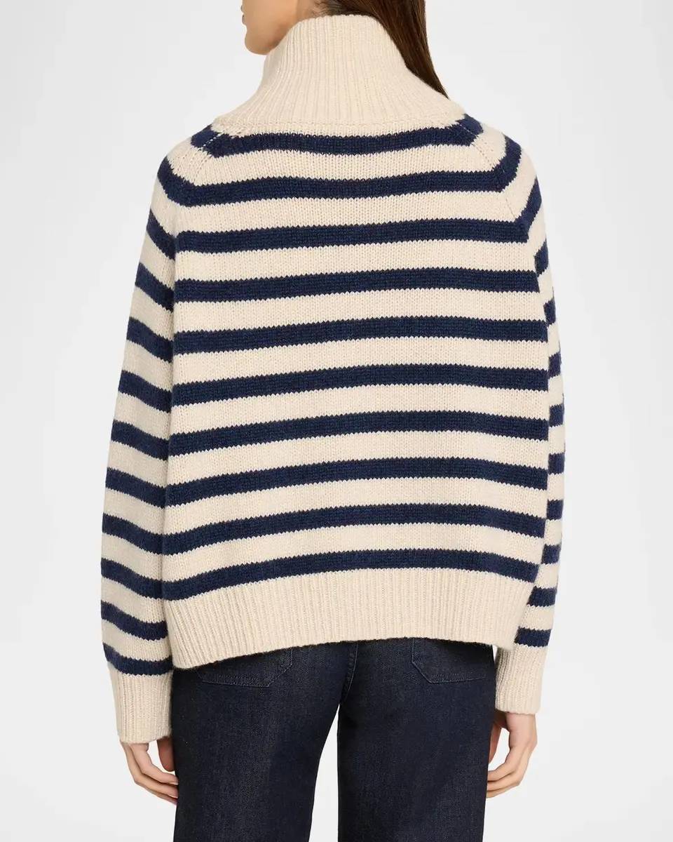 Nili Lotan Raelyn Striped Zip Turtleneck Cashmere Sweater | Thumbnail 3 Nili Lotan Raelyn Striped Zip Turtleneck Cashmere Sweater | Thumbnail 3
