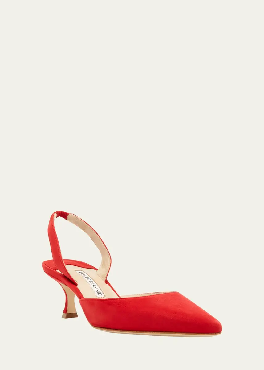 Manolo Blahnik Carolyne Kitten-Heel Halter Pumps | Thumbnail 3