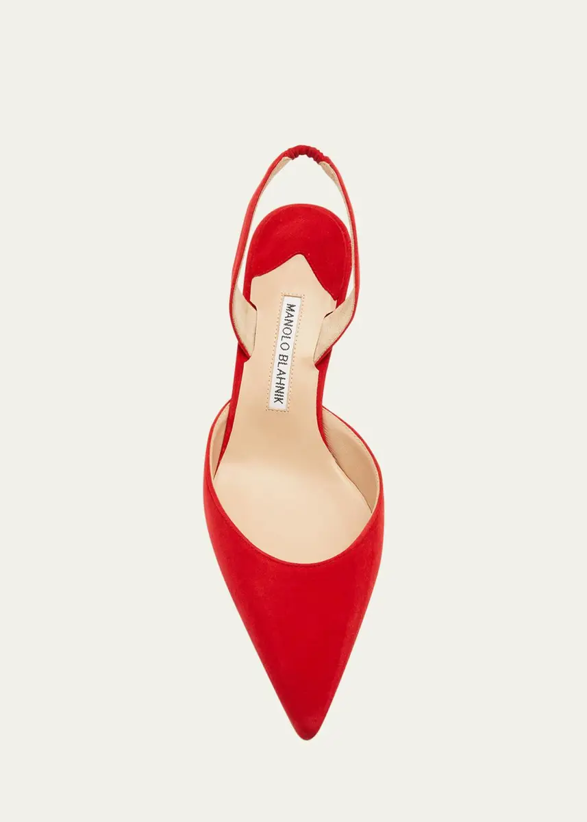 Manolo Blahnik Carolyne Kitten-Heel Halter Pumps | Thumbnail 5