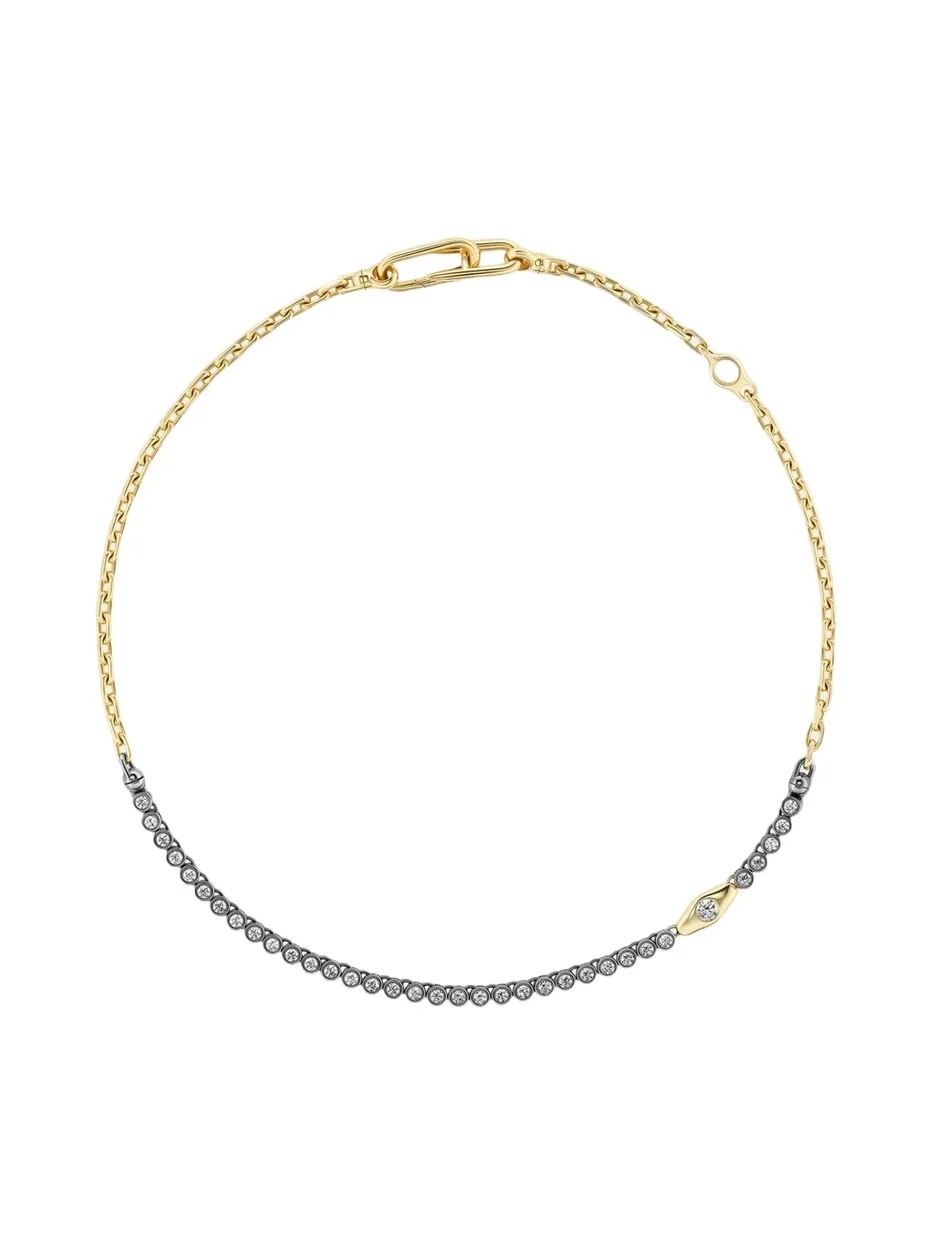 Uniform Object 18K Vessel Tennis Necklace with Diamonds