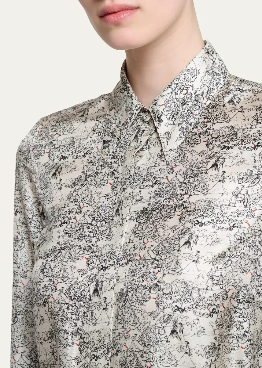 Gabriela Hearst Cruz Shirt in Ivory Multi Printed Silk Twill | Thumbnail 5 Gabriela Hearst Cruz Shirt in Ivory Multi Printed Silk Twill | Thumbnail 5