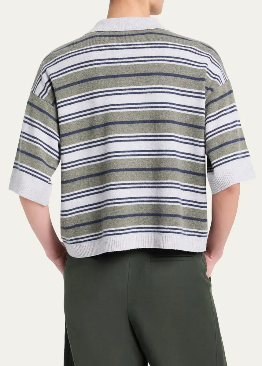 TWP Striped Short-Sleeve Polo Sweater | Thumbnail 3
