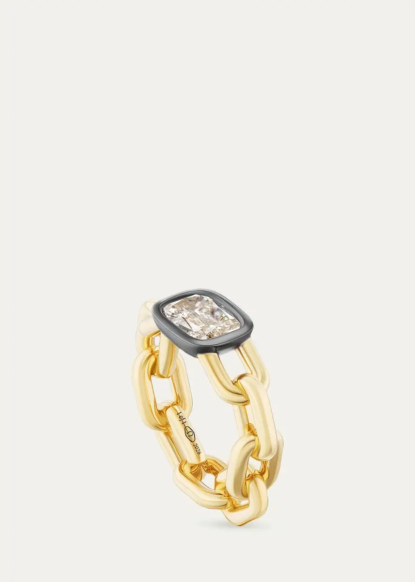 Uniform Object 18K Chain Ring with Cushion Brilliant Diamond | Thumbnail 2 Uniform Object 18K Chain Ring with Cushion Brilliant Diamond | Thumbnail 2