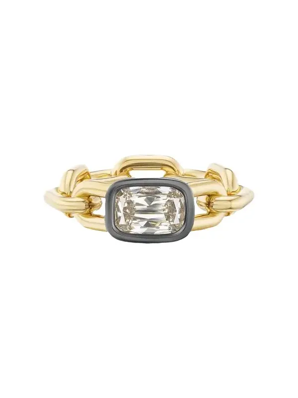 Uniform Object 18K Chain Ring with Cushion Brilliant Diamond