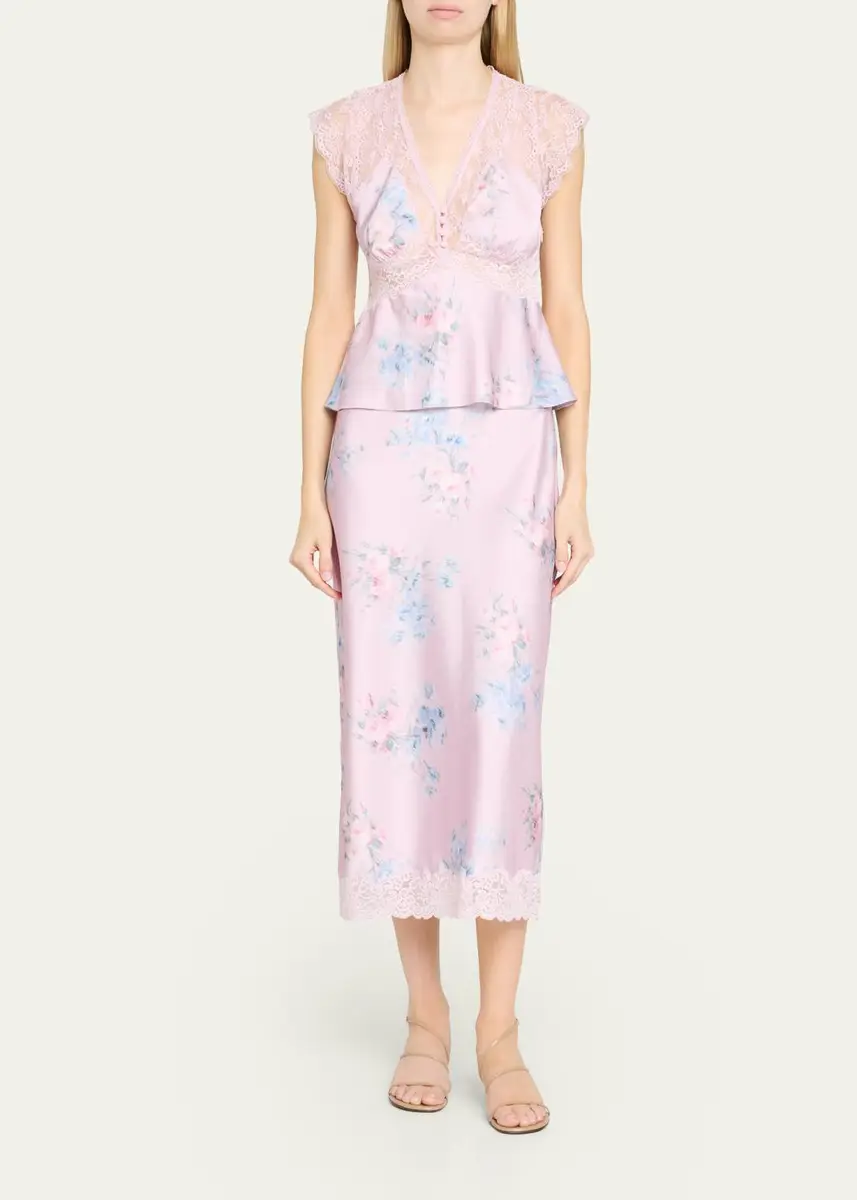 LoveShackFancy Verelle Floral Satin Top | Thumbnail 2 LoveShackFancy Verelle Floral Satin Top | Thumbnail 2