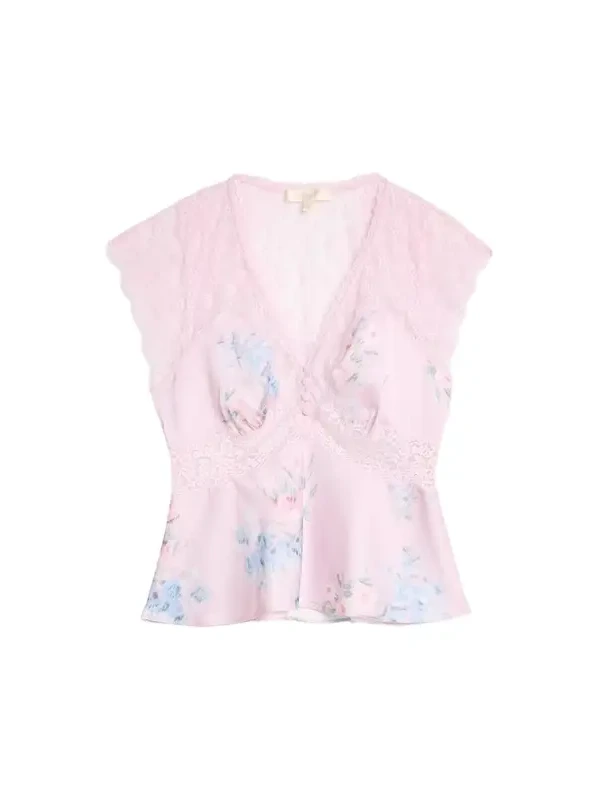 LoveShackFancy Verelle Floral Satin Top