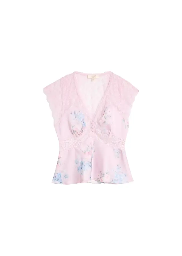LoveShackFancy Verelle Floral Satin Top | Image 1 LoveShackFancy Verelle Floral Satin Top | Image 1