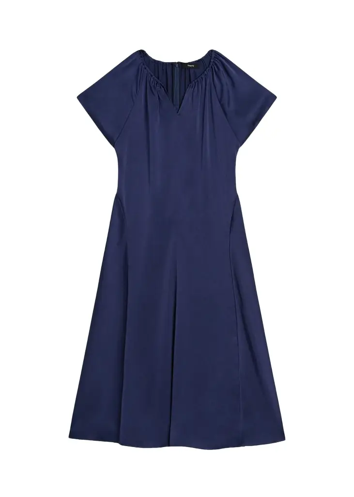 Theory Satin A-Line Midi Dress