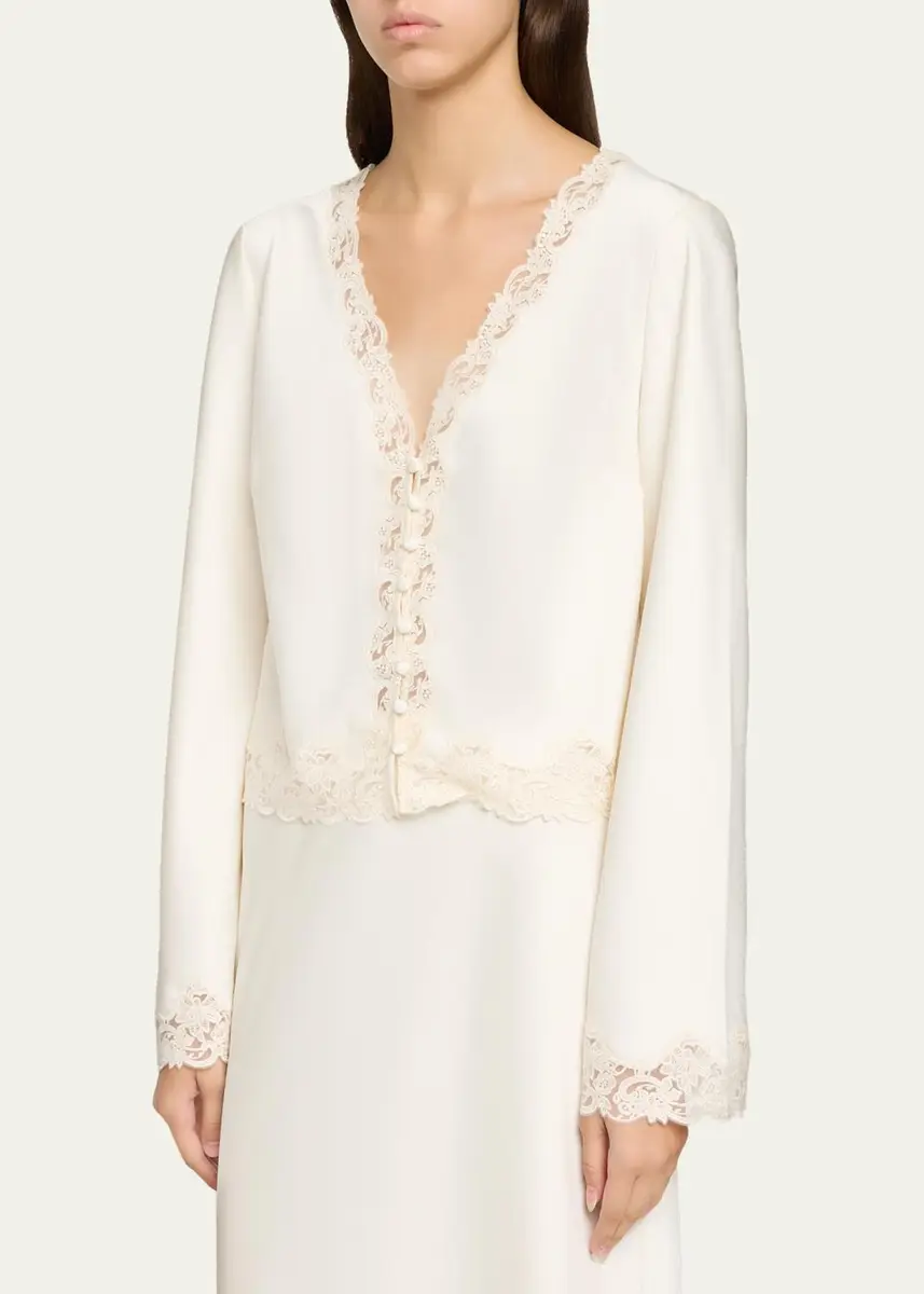 LoveShackFancy Fioretta Lace-Trim Satin Top | Thumbnail 4 LoveShackFancy Fioretta Lace-Trim Satin Top | Thumbnail 4