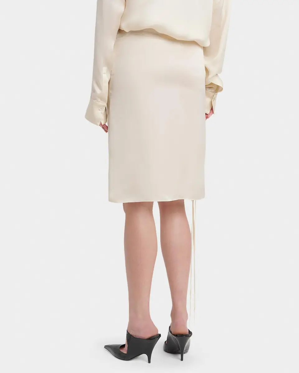 Ferragamo Lace-Up Satin Knee-Length Skirt | Thumbnail 3