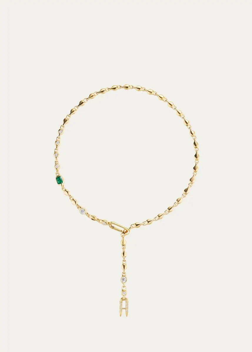 Uniform Object 18K Supernova Reflection Chain Necklace with Diamonds and Emerald | Thumbnail 3 Uniform Object 18K Supernova Reflection Chain Necklace with Diamonds and Emerald | Thumbnail 3