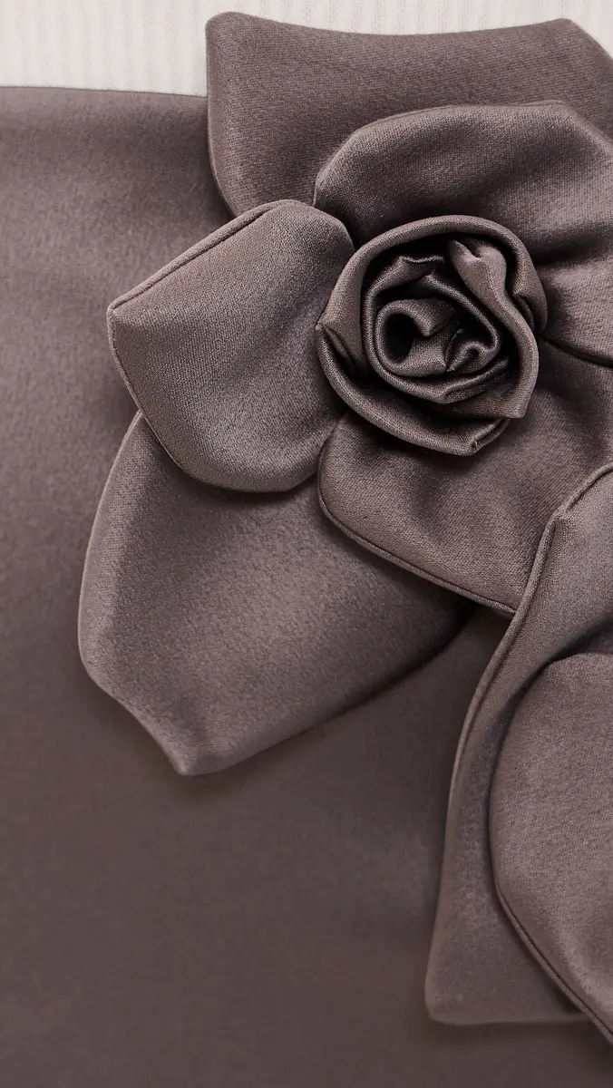 Aknvas Liva Satin Skirt With Two Roses Steel Grey | Thumbnail 6 Aknvas Liva Satin Skirt With Two Roses Steel Grey | Thumbnail 6