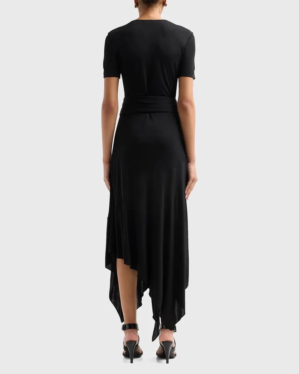 Alaïa Asymmetric Fluid Jersey Belted Midi Dress | Thumbnail 3 Alaïa Asymmetric Fluid Jersey Belted Midi Dress | Thumbnail 3