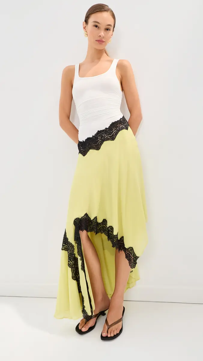 Christopher Esber Cutaway Lace Gathered Tank Silk Dress | Thumbnail 2