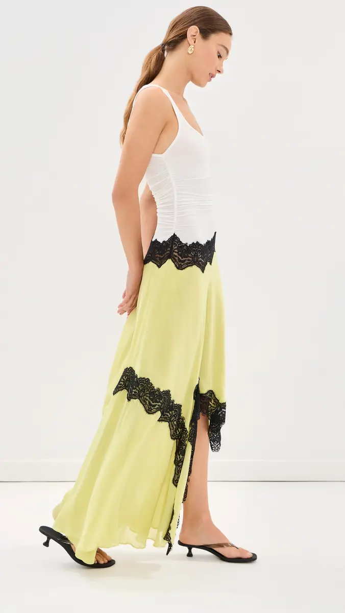 Christopher Esber Cutaway Lace Gathered Tank Silk Dress | Thumbnail 4