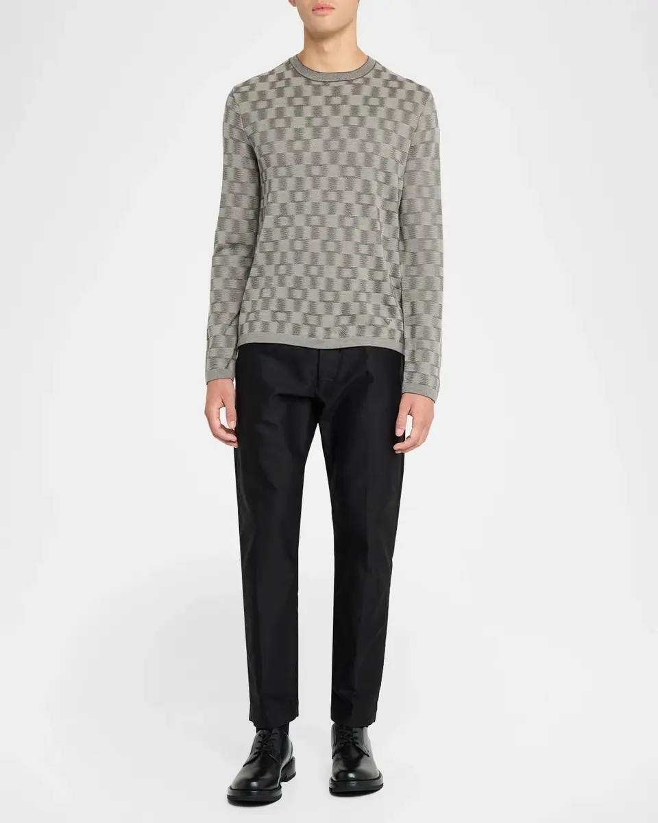 Emporio Armani Men's Geometric Wool Basketweave Sweater | Thumbnail 2