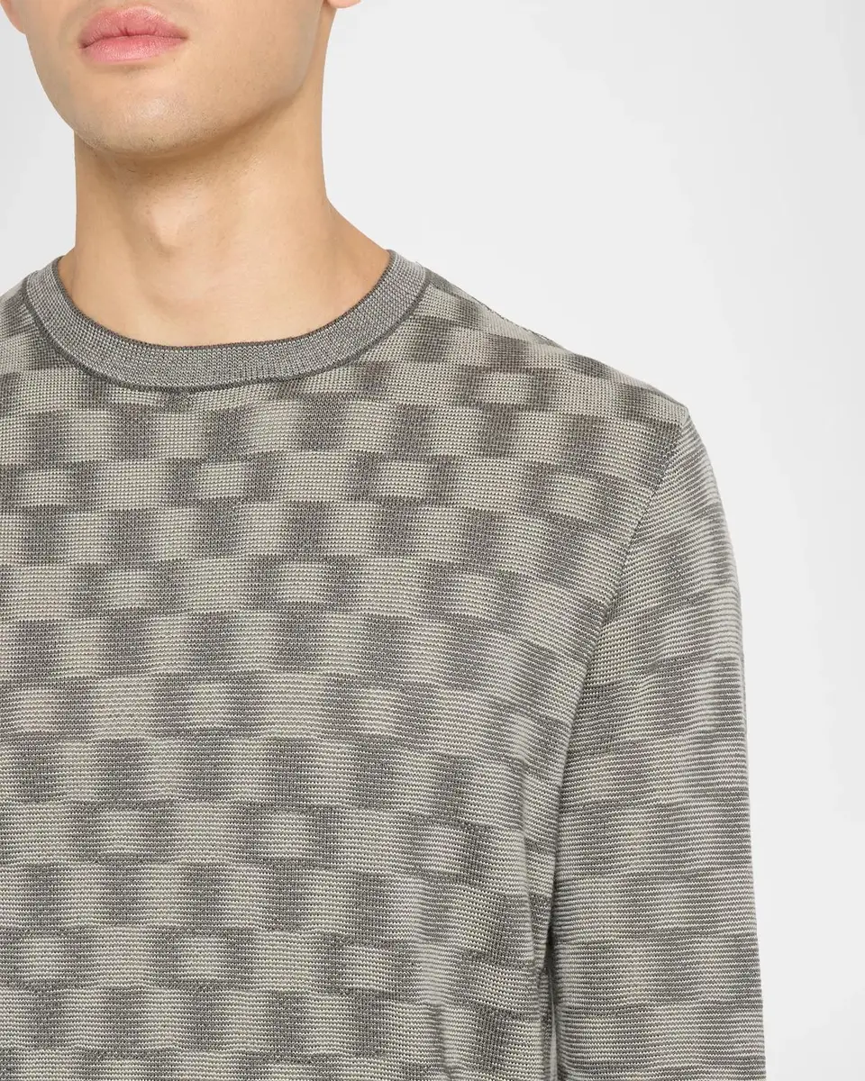 Emporio Armani Men's Geometric Wool Basketweave Sweater | Thumbnail 5