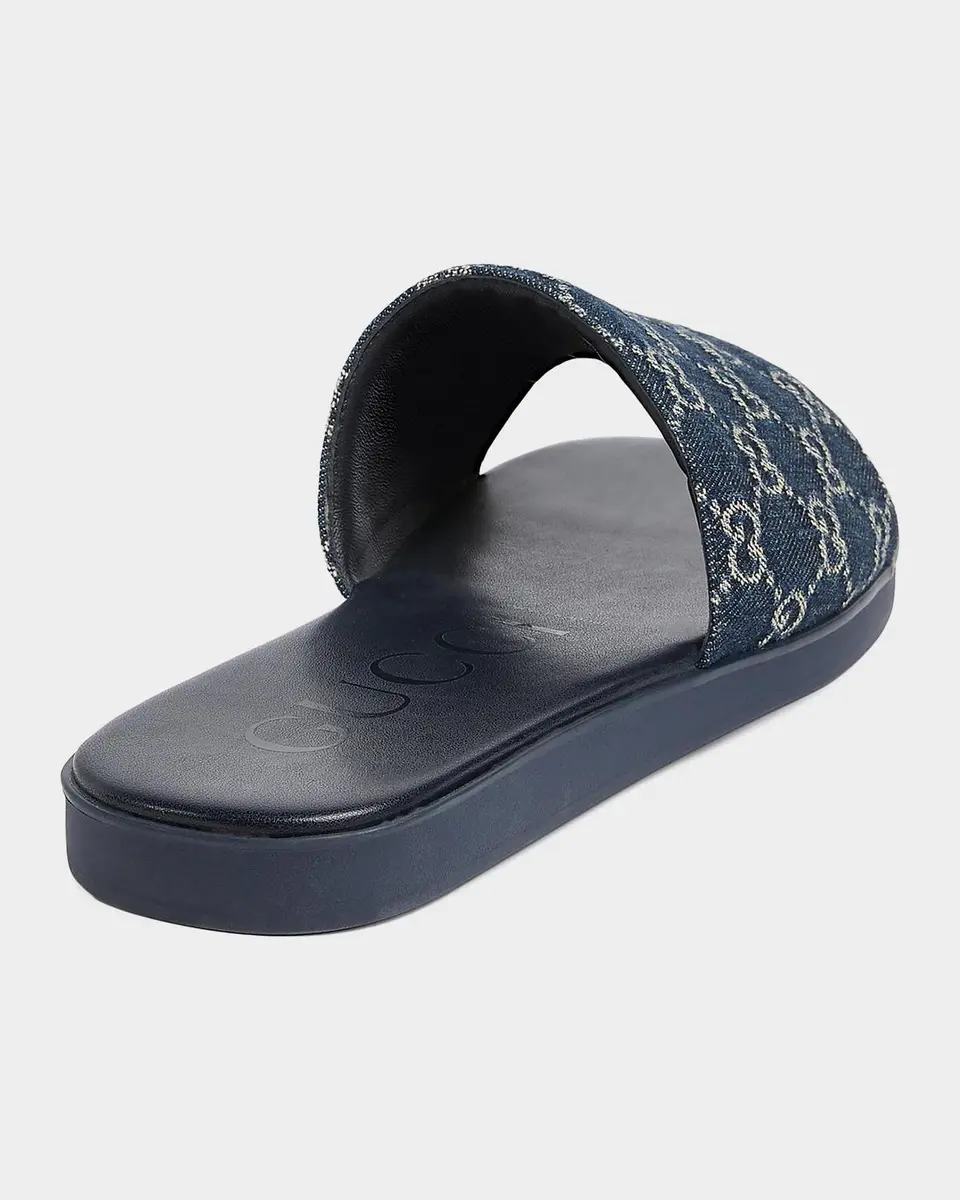 Gucci Men's Charlie GG Monogram Denim Slides | Thumbnail 3 Gucci Men's Charlie GG Monogram Denim Slides | Thumbnail 3
