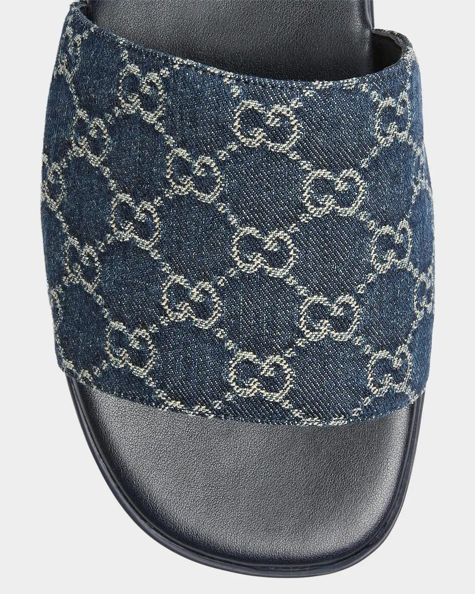 Gucci Men's Charlie GG Monogram Denim Slides | Thumbnail 4 Gucci Men's Charlie GG Monogram Denim Slides | Thumbnail 4
