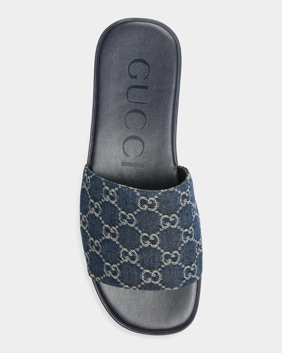 Gucci Men's Charlie GG Monogram Denim Slides | Thumbnail 5 Gucci Men's Charlie GG Monogram Denim Slides | Thumbnail 5